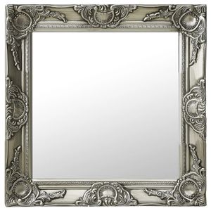 Barockspiegel "3002665" aus Holz und Glas in Silber. Abmessungen (BxH) 50x50 cm