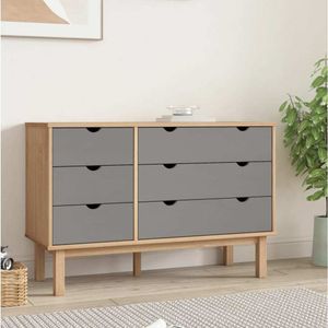 vidaXL Zásuvková skriňa OTTA Brown & Grey 111x43x73,5 cm z masívneho dreva