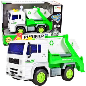 Malplay LKW-Spielzeug Müllwagen-Abrollkipper+Abfallcontainer Interaktives Auto mit Licht&Ton Ab 3 Jahren