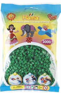 Hama Beutel mit 3.000 Bügelperlen : grün Farbe: grün