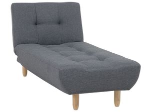 BELIANI Chaiselongue Universal Dunkelgrau Stoffbezug Gesteppt mit Schlaffunktion Verstellbare Rückenlehne Holzfüße Retro-Design Wohnzimmer Ausstattung