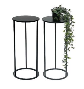 2x DanDiBo Blumenhocker Metall Schwarz Rund 60 cm Blumenständer Beistelltisch 96316 Blumensäule Modern Pflanzenständer Pflanzenhocker