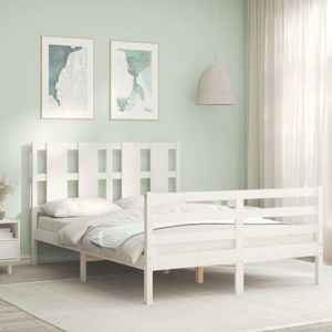 Maison Exclusive Rám postele s čMaison Exclusive bílý 140 x 200 cm masivní dřevo