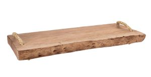Servierplatte mit 2 Tragegriffen - Massivholz 50x20 cm