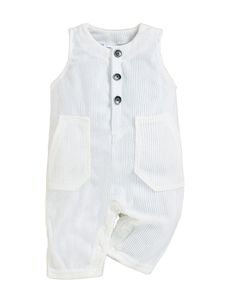 Neugeborenes One -Stück Overall Summer Rund Ausschnitt Bodysuit Cartoonknöpfe insgesamt, Farbe:Weiß, Größe:6-9m