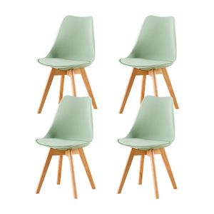 IPOTIUS sada 4 jídelních židlí s masivní bukovou nohou, skandinávský design čalouněné kuchyňské židle židle kuchyňské dřevo, světle zelená barva