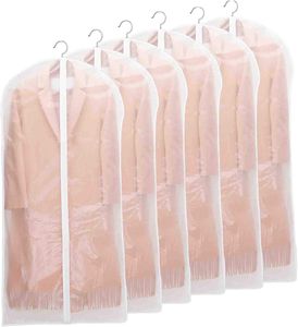 Kleidersäcke, [6 Stück] Transparent Kleiderhülle, mit Reißverschluss, Staubdicht, Mottensicher, Faltbar Waschbar, für Aufbewahrung Anzug, Kleid, Daunenjacke