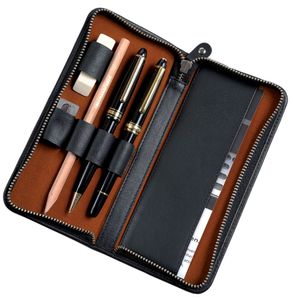 Alassio Schreibgeräte Etui für 3 Schreibgeräte schwarz aus Leder (ohne Inhalt)