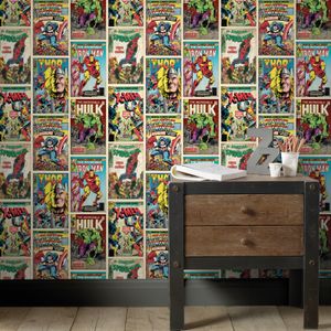 Disney Marvel Comics | Papiertapete Action-Helden Comicbuch Kinder Tapete 10 m x 0.52 m