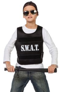 SWAT Weste zum Kostüm Schwarz Kinder