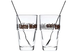 Leonardo Latte Macchiatto Becher 'Solo LM' mit Löffel, 400ml, Ø 8,5 x 14,7cm (4er Set)