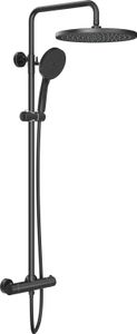 System prysznicowy Rainsworth z termostatem, okrągła deszczownica ABS 30 cm, 3 tryby strumienia, zestaw prysznicowy 92-126 cm, czarny System prysznicowy Rainsworth z termostatem, okrągła deszczownica ABS 30 cm, 3 tryby strumienia, zestaw prysznicowy 92-126 cm, czarny