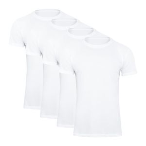 Paolo Renzo Rundhals Basic T-Shirt O-Neck 4 Stück - 100% Baumwolle - Größe XL - Weiß
