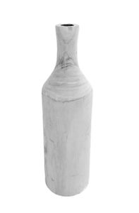 Design Holz Blumen Vase groß - white washed / 46 cm - Holzvase XXL Flasche naturbelassen - Tischdeko Fensterdeko für Kunstpflanzen und Pampasgras