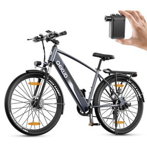 27,5'' E-Bike, Elektrofahrrad Trekkingrad e-City Citybike Fahrrad Qekud 27M204 mit 36V 12,5Ah Lithium Batterie für große Reichweite Grau