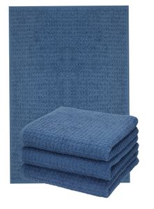 Betz 4tlg Küchenhandtücher Set 40x66 cm 100% Baumwolle Farbe: Blau