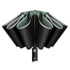 Sunny Dach tragbares LED Taschenlampe Langer Griff im Freien Sonnenregen Automatische Klappschirme für Geschenk-Dunkelgrün