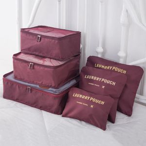 Reise Koffer Organizer Packtaschen Kleidertaschen Packwürfel Set 6-teilig in Weinrot