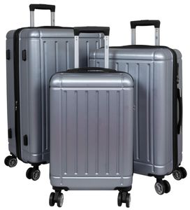 Polycarbonat Hartschalen Koffer Set M,L,XL Gepäck Trolley aufrecht rollbar Parma Silber