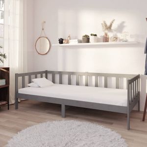 Prolenta Premium  Tagesbett mit Matratze 90x200 cm Grau Kiefer Massivholz