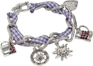 Trachtenarmband Armband Trachtenschmuck Charivari lila Edelweiß Bier