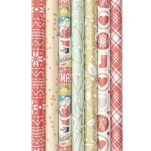 Sortiment Weihnachtspapier, Geschenkpapier für Weihnachten – 200 x 70 cm – 7 Rollen