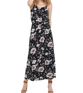 ONLY Winner Maxi-Kleid locker fallendes Damen Kleid mit Blumen-Print Navy, Größe:38