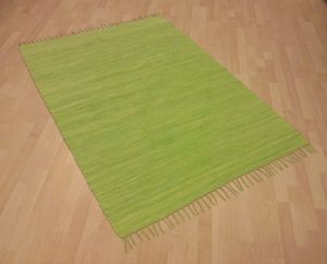 Teppich Fleckerl Fleckerlteppich Handwebteppich UNI Baumwolle Handweb Waschbar Farbe: Grün Größe: ca. 40x60 cm