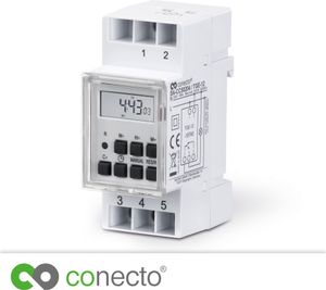 conecto Digitale Zeitschaltuhr für Hutschienen, IP20, 3600 Watt, weiß