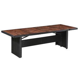 vidaXL Záhradný jedálenský stôl z polyratanu a masívneho dreva 240 x 90 x 74 cm