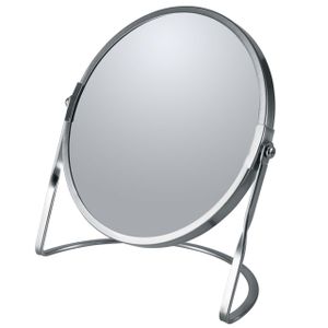 Spirella Schminkspiegel Kosmetikspiegel Badezimmerspiegel "Akira" 5-Fach Vergrößerung - matt Silber