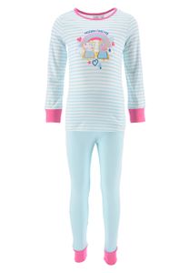Peppa Wutz Pig Kinder Schlafanzug Mädchen Pyjama Langarmshirt Langarm T-Shirt + Schlafhose, Farbe:Blau, Größe Kids:98
