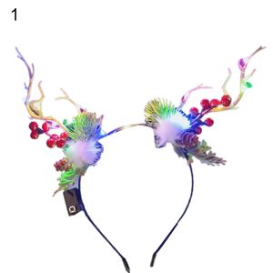 Kirschdekor Leuchtendes Weihnachtsstirnband LED-Geweih Schmetterlinge Dekor Leuchtender Kopfreifen Bankett-Haarschmuck-1
