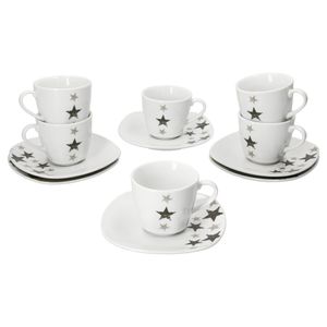 6er Set Espressotasse mit Espressountertasse Stars