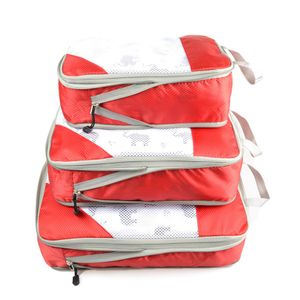 3 teilig Set Koffer Organizer, Wasserdichter Reisen Organizer Tasche, Kleidertaschen, Schuhbeutel, Unterwäschebeutel (Rot)