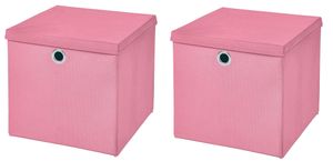 2 Stück Rosa Faltbox 32 x 32 x 32 cm  Aufbewahrungsbox faltbar mit Deckel