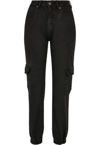 Dámské kalhoty Urban Classics Ladies Organic Stretch Denim Cargo Pants black washed - 30