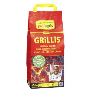 proFagus Grillis Premium Buchen Grill Holzkohlebriketts 2500g Beutel