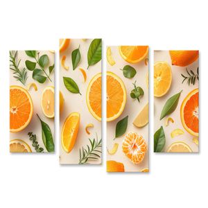 islandburner Bild auf Leinwand Abstraktes nahtloses Muster aus geschnittenen Orangen und Zitronen Küc