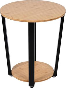 BEGRYF Beistelltisch rund 46x46x52 cm Bambus mit Ablage schwarz modern Couchtisch Wohnzimmer