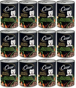 Cesar Natural Goodness - Nassfutter für ausgewachsene Hunde mit Lammgeschmack, Karotten, Kartoffeln und Spinat 12 x 400g