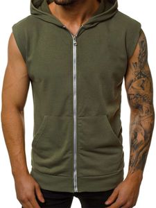 Herren Übergangsjacken Ärmellos Jacke Tank Tops Casual Hooded Muscle Shirts Oberteil Armeegrün,Größe M