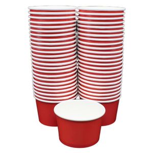 50x BAMI Eisbecher, rot, 350ml für 3-4 Kugeln | Eis Pappbecher Früchtebecher