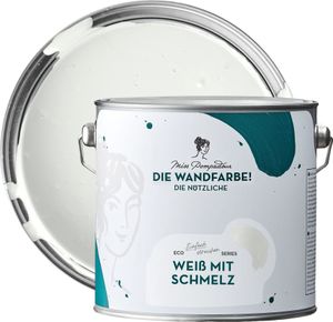 MissPompadour abwaschbare Wandfarbe Weiß mit Schmelz 2,5L - hohe Deckkraft - matte, scheuerbeständige Innenfarbe - geruchsarm, wasserbasiert, ergiebig - Die Nützliche