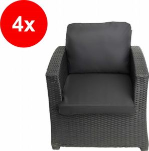 Polyratanový vankúš na kreslo 4ks Antracit-Sedadlo 56x52cm+56x50cm|Vankúš na záhradné stoličky,Vankúše na záhradný nábytok, Ratanové vankúše na kreslá