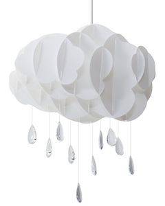 BELIANI Hängeleuchte Weiß Wolkenform mit Kristall-Tropfen aus Acrylglas Kinderzimmer Beleuchtung Modernes Design