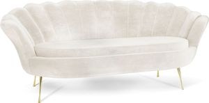 Samt Muschel Sofa mit Golden oder Silber Metallbeinen - Weicher 3-Sitzer Couch für Wohnzimmer - Elegant Polstersofa Muschelform - Soft Cloud Set - Golden Beinen - Beige