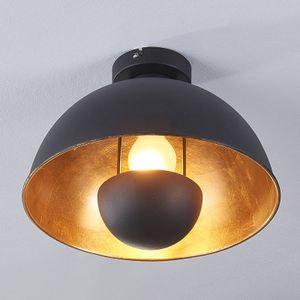 Lindby LED Deckenlampe Metall schwarz, gold matt, Ø31 cm, Deckenleuchte 1x E27 max. 60W, ohne Leuchtmittel, Deckenbeleuchtung Wohnzimmer, Esszimmer