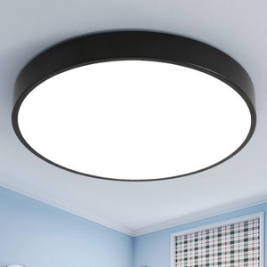 Style home 48W LED Deckenleuchte Deckenlampe Ultraslim Ø50x4cm, moderne runde Leuchte für Wohnzimmer Schlafzimmer Küche Büro Diele Flur (Schwarz)