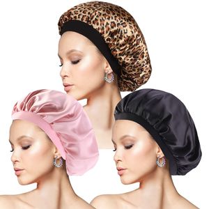3 Stück Seidenhaube zum Schlafen, Schlafhaube Seide Verstellbare Satin Haarhaube Atmungsaktive Haarhaube für die Nacht Weiche Silk Bonnet Schlafmütze für Damen und Mädchen
